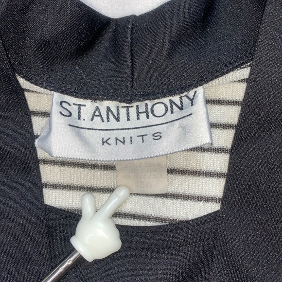 St Anthony Knits Black White Striped Open Front‎ Cardigan Plus Size 16W Y2K - Picture 4 of 6